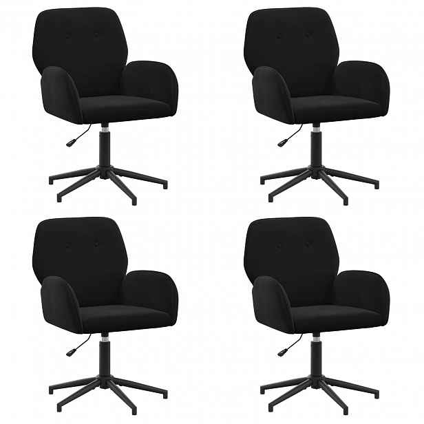 vidaXL Otáčecí židle k psacímu stolu 4 ks Samet 54 x 55 x 90 cm Černá