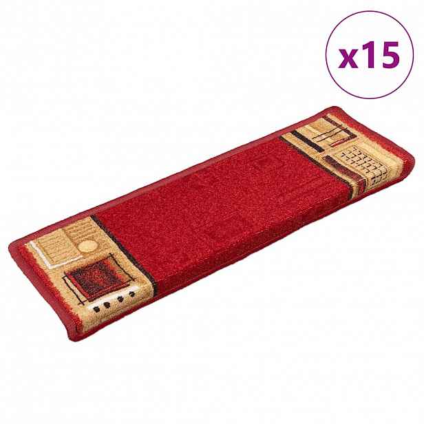 vidaXL Samolepící nášlapy na schody 15 ks 65x21x4 cm červené