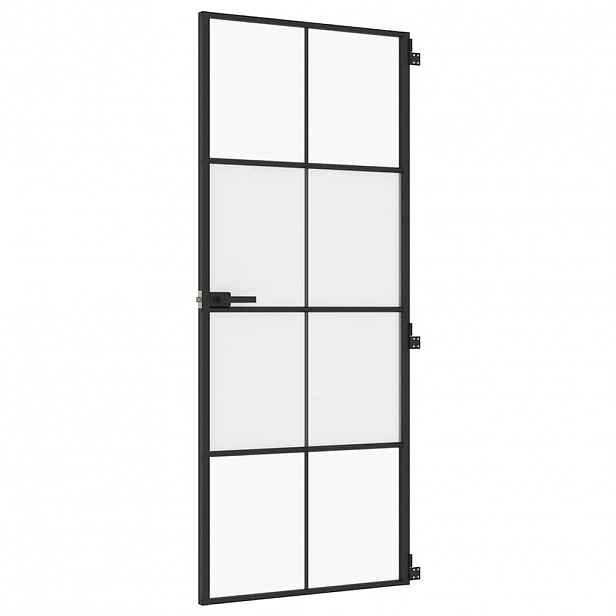 vidaXL Interiérové dveře úzké černé 83x201,5 cm tvrzené sklo a hliník