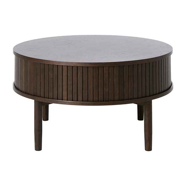 Kulatý konferenční stolek v dekoru dubu v tmavě přírodní barvě ø 85 cm Meta – Unique Furniture