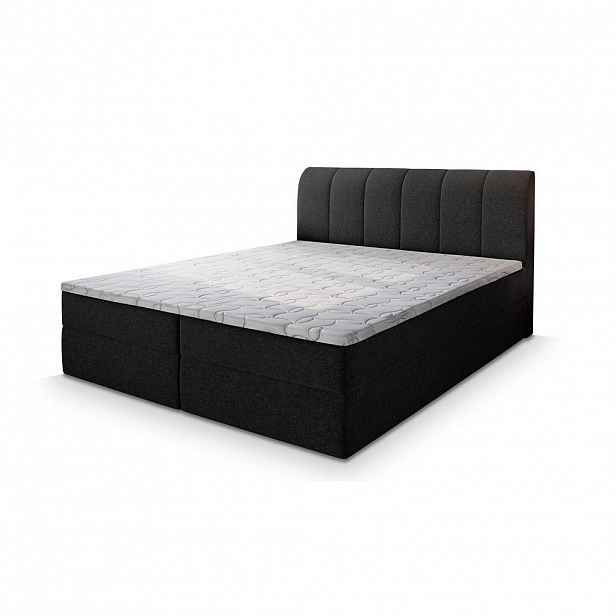 MASSENO AMERICKÁ POSTEL CEVANO 180x200 cm, s matrací a úložným prostorem, černá