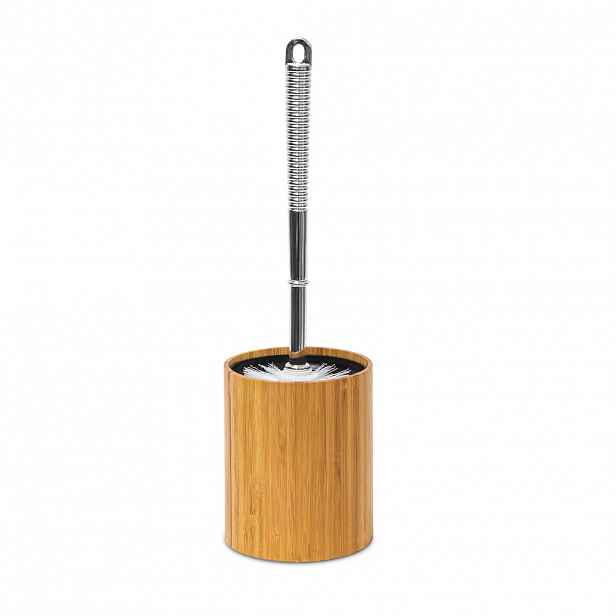 Relaxdays DRŽÁK WC KARTÁČE přírodní bambus s kartáčem 33 cm