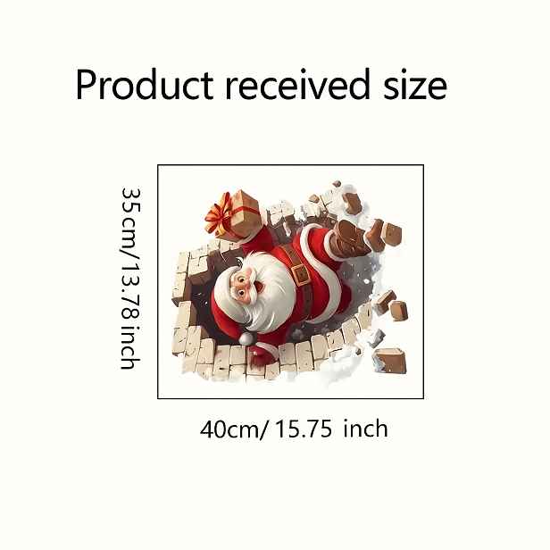 TEMU 1 ks Moderní Santa Claus Prorážející Zeď Samolepicí Vinylová Nálepka – Odnímatelná Dočasná Vánoční Samolepka Vhodná na Zdi, Dveře, Snadná