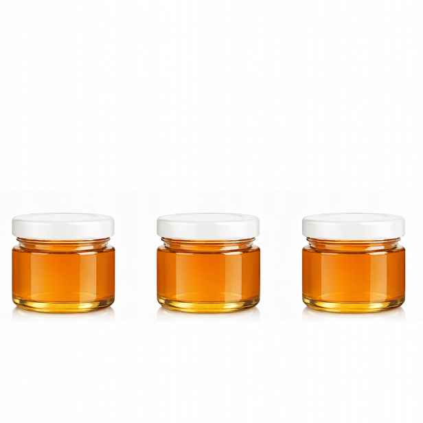 100 ks Sklenice 30 ml na Medové Koření Zavařeniny bílé víčko