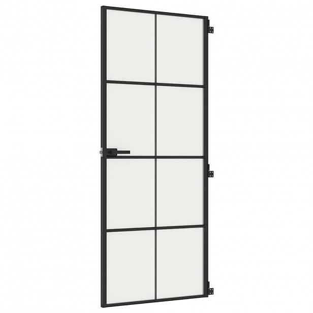 vidaXL Interiérové dveře úzké černé 83x201,5 cm tvrzené sklo a hliník
