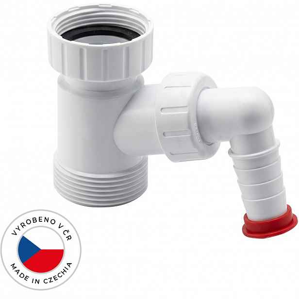 Mezikus umyvadlového sifonu s přípojkou pro pračku/myčku - 5/4" - plast  - bílá