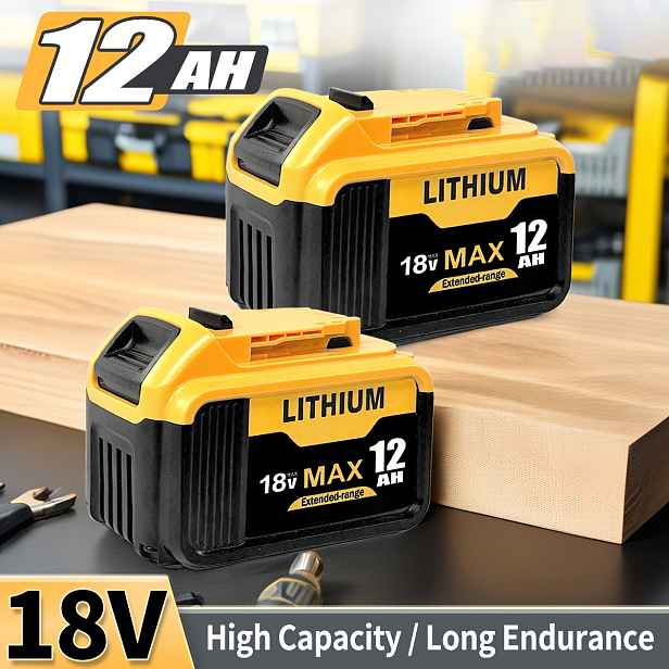 TEMU 2KS 18V 12,0Ah Náhradní baterie for Dewalt DCB200 DCB180 DCB181 DCB201 DCB200-2 Lithium-Ion baterie 18 Volt MAX XR nástroje