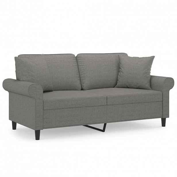 vidaXL 2místná pohovka s polštáři a poduškami tmavě šedá 140 cm textil