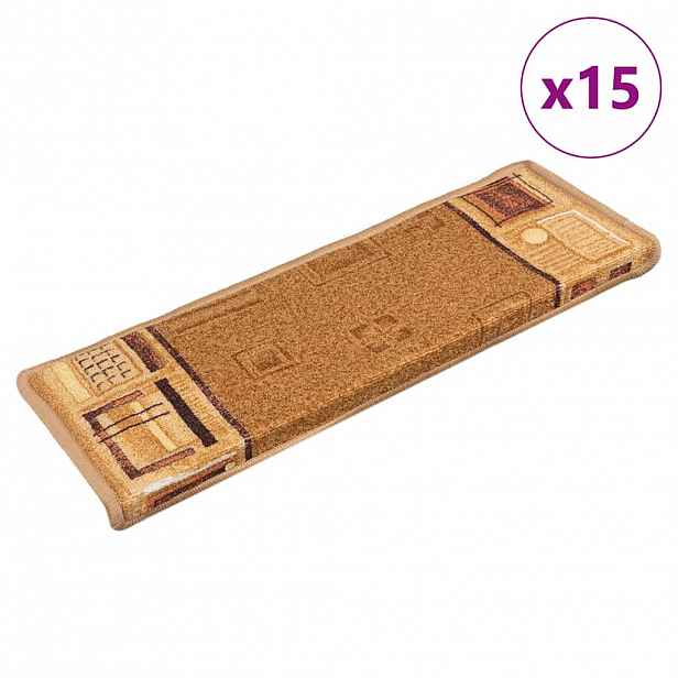 vidaXL Samolepící nášlapy na schody 15 ks 65x21x4 cm béžové