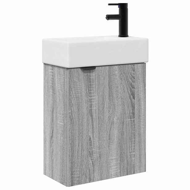 vidaXL Koupelnová skříňka s baterií Šedý Sonoma 45,5 x 22,5 x 84 cm