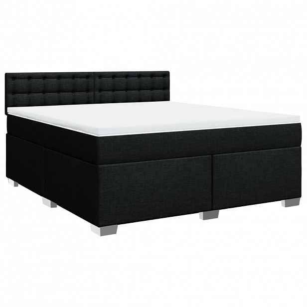 vidaXL Box spring postel s matrací černá 180x200 cm textil