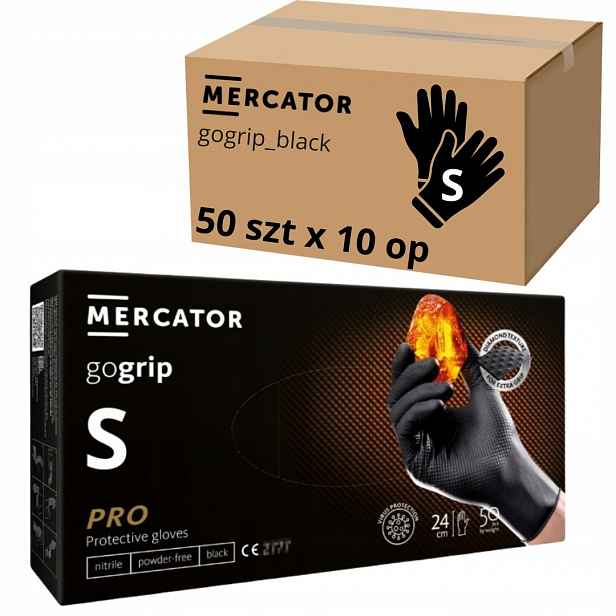 Rukavice Mercator Gogrip Nitrilové černé Černé 50 ks velikost Š x 10 ks