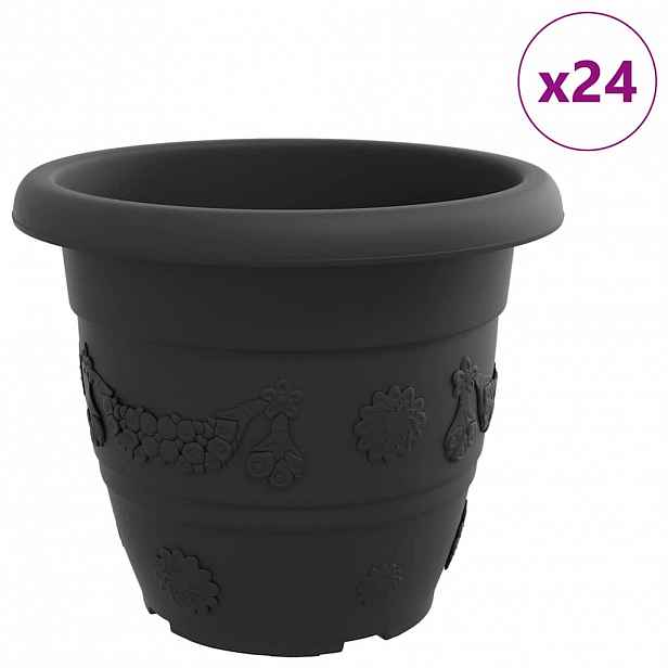vidaXL Kulatý květináč 24 ks Černá Ø 34 x 28 cm Plast