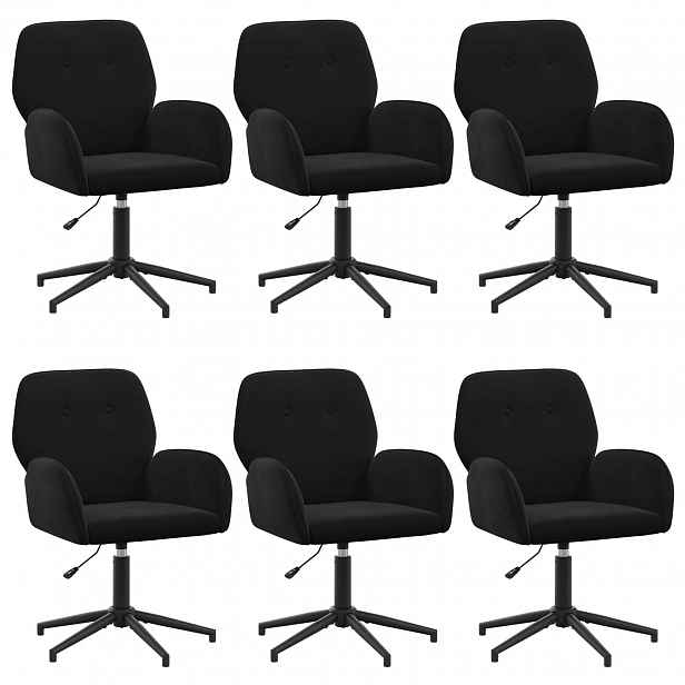 vidaXL Otáčecí židle k psacímu stolu 6 ks Samet 54 x 55 x 90 cm Černá