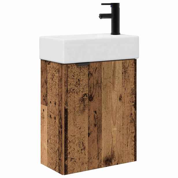 vidaXL Koupelnová skříňka s baterií Staré dřevo 45,5 x 22,5 x 84 cm
