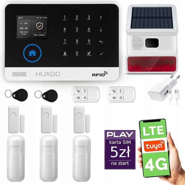 Bezdrátový alarm WiFi+ Gsm 4G, Tuya alarmová sada Huxgo HXA003 R3D3BS
