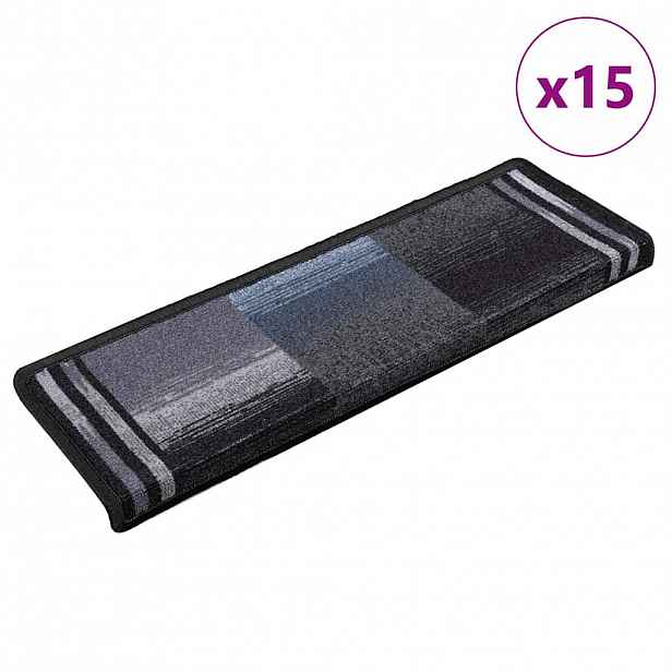 vidaXL Samolepící nášlapy na schody 15 ks 65x21x4 cm černo-šedé