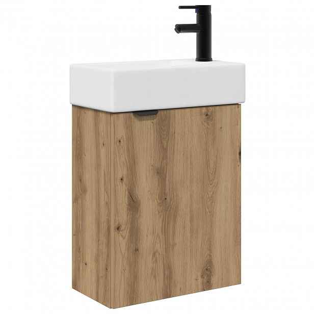 vidaXL Koupelnová skříňka s baterií Dub artisan 45,5 x 22,5 x 84 cm