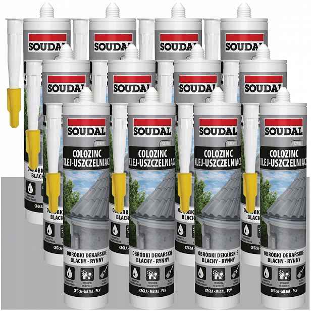 12 x Soudal Colozinc lepidlo na těsnění okapových plechů Šedá 290 ml
