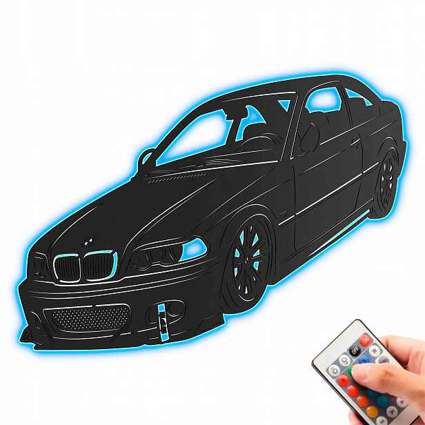 Bmw 3 Series (E46) Dřevěný 3D obraz Noční Lampa Led dálkové ovládání Dárek