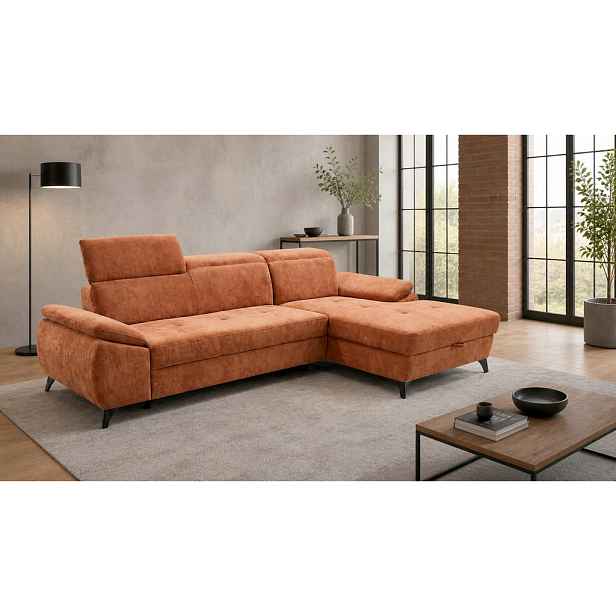 MID.YOU ROHOVÁ SEDAČKA, dřevo, textil, kompozitní dřevo, rezavá