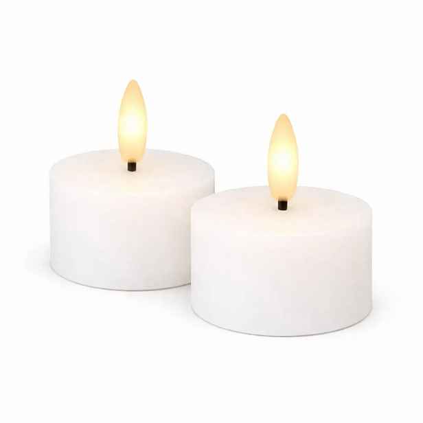 Sada LED čajové svíčky na baterie Sille Tealight, Ø 6 × 3,4 cm, bílé, z pravého vosku, balení 2 ks