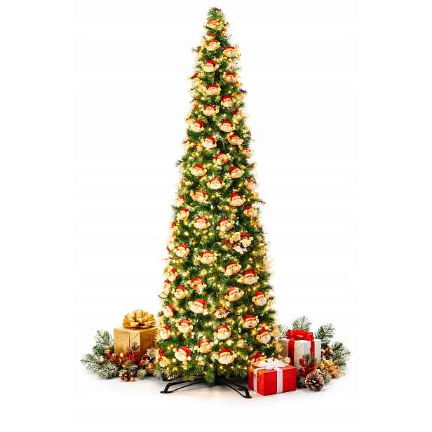 Vánoční stromek Tinsel 150 cm Štíhlý Zeleno Červený s lamety Dekorace