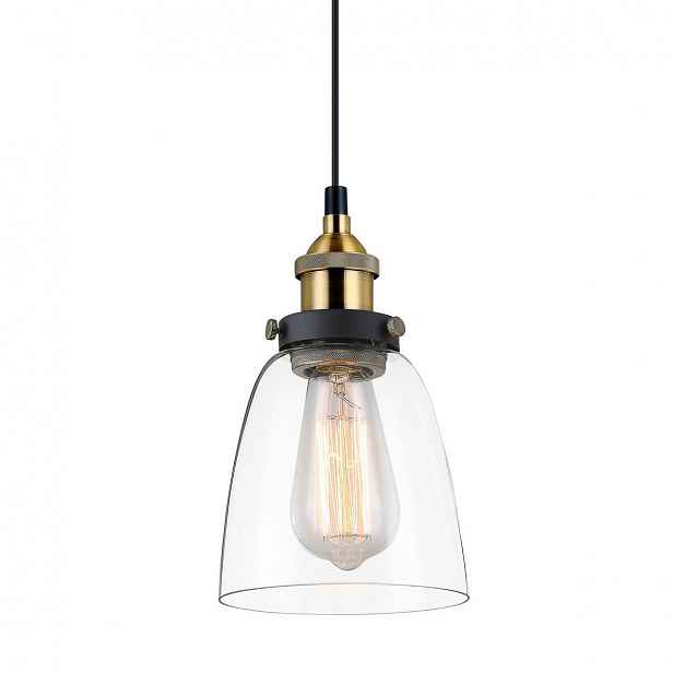 Francis Závěsná lampa Černá Zlatá Loftová Kulatá E27 40W IP20