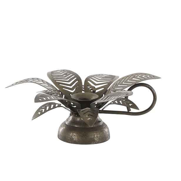 Mosazný antik kovový svícen na úzkou svíčku květina Kloee - 4*13*6 cm Chic Antique