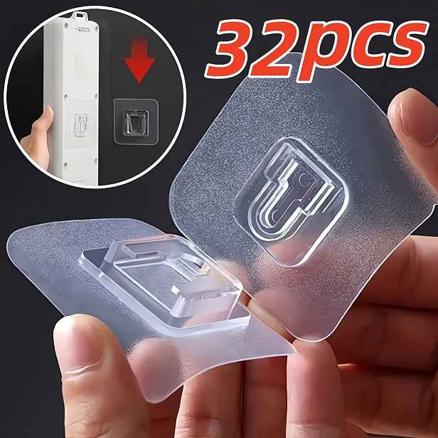 TEMU Sada 32 praktických háčků, ležérní styl, snadná instalace, víceúčelové plastové držáky, vhodné pro routery, zásuvky, rámy na obrazy, dálkové