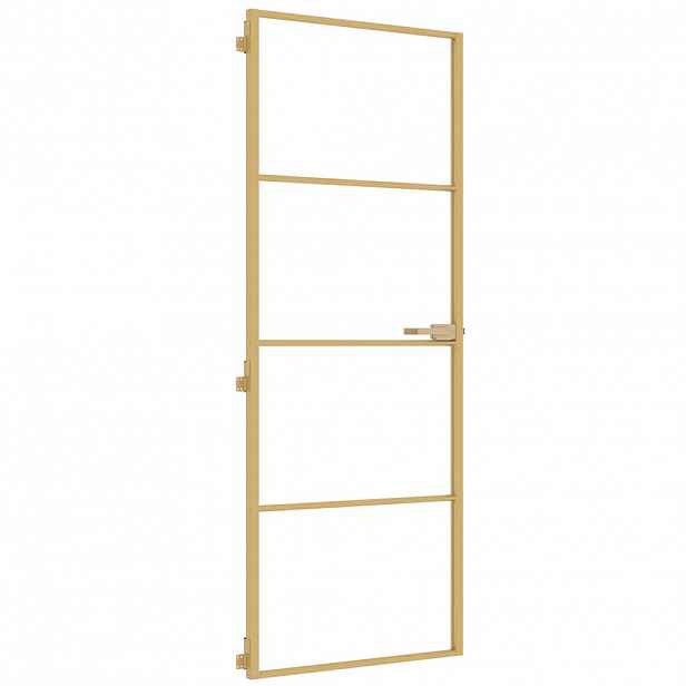 vidaXL Interiérové dveře úzké zlaté 76x201,5 cm tvrzené sklo a hliník