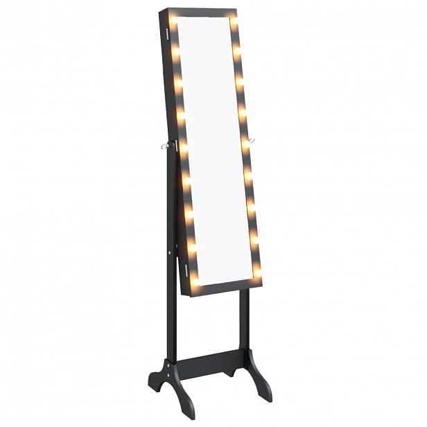 vidaXL Volně stojící zrcadlo s LED černé 34 x 37 x 146 cm