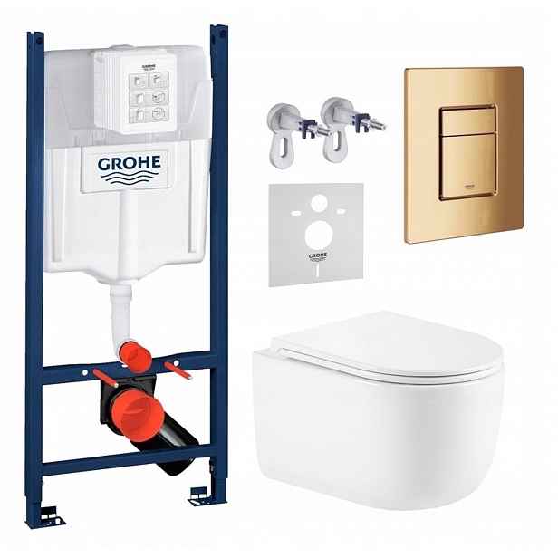 Sada Grohe s Wc mísou Imprese Lesna Tornado a zlatým tlačítkem Fresh
