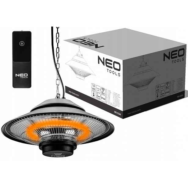 Stropní zářič 1500W dálkové ovládání halogenová topná lampa na terasu Neo