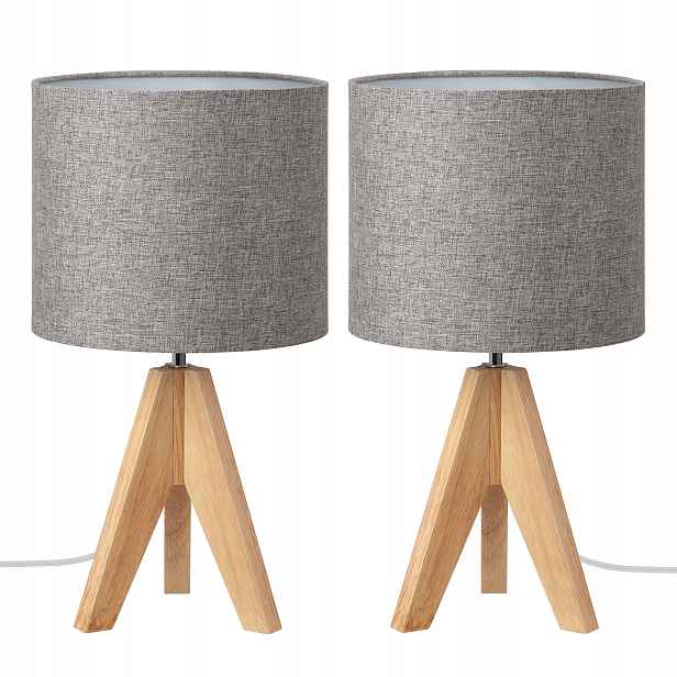 Sada 2 stolních lamp na trojnožce Edishine, objímka E27, do ložnice, obývacího pokoje