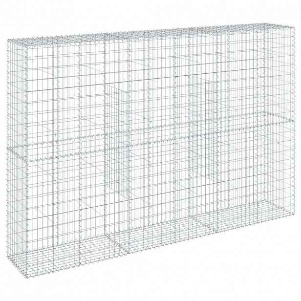 vidaXL Gabionový koš s víkem 300 x 50 x 200 cm pozinkované železo