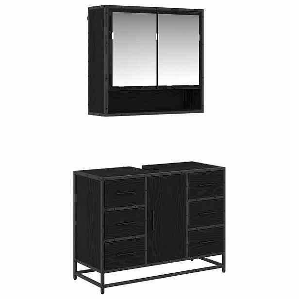 vidaXL Sada koupelnového nábytku 2 ks Černý dub 80 x 33 x 60 cm