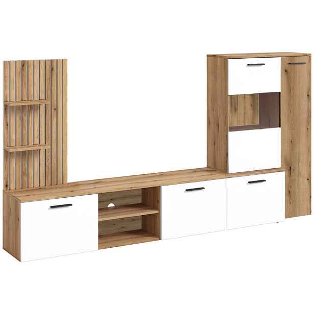 Carryhome OBÝVACÍ STĚNA bílá, barvy dubu