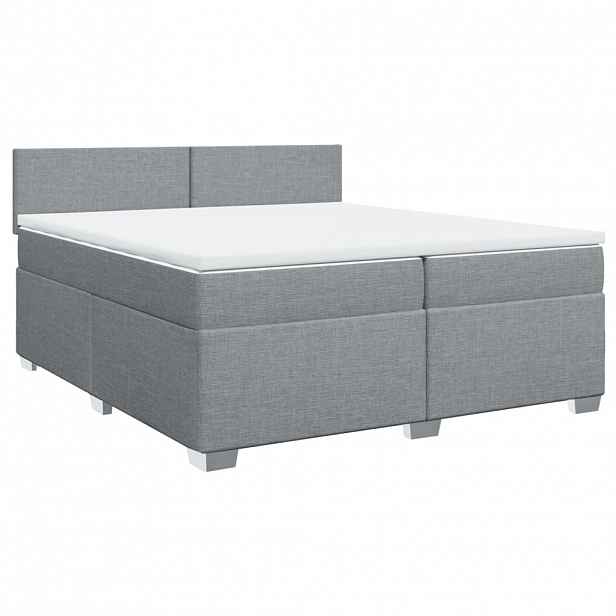vidaXL Box spring postel s matrací světle šedá 200 x 200 cm textil