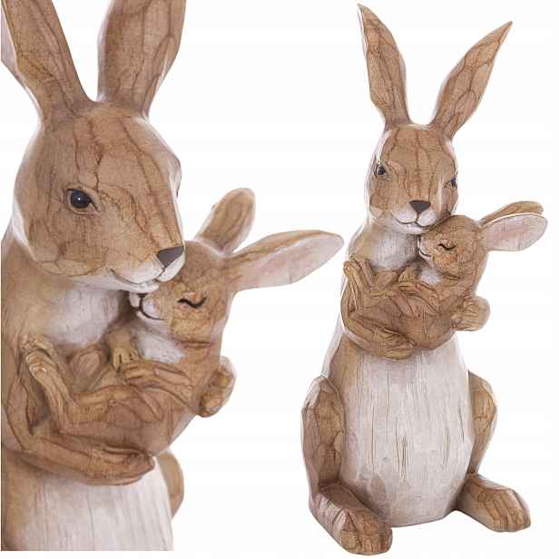Figurka Králíci Maminka s dítětem Velikonoční dekorace Skandinávská Boho