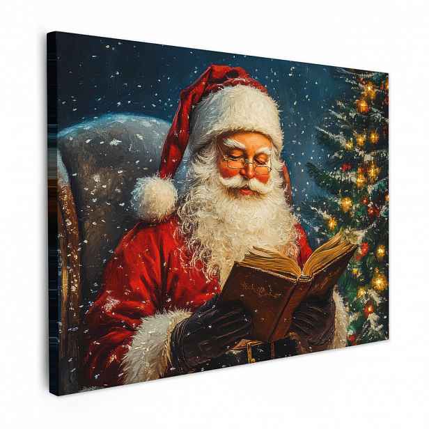 MuchoWow OBRAZ NA PLÁTNĚ Otec Vánoc - Vánoce - Zima - Vánoční stromek 40x30 cm