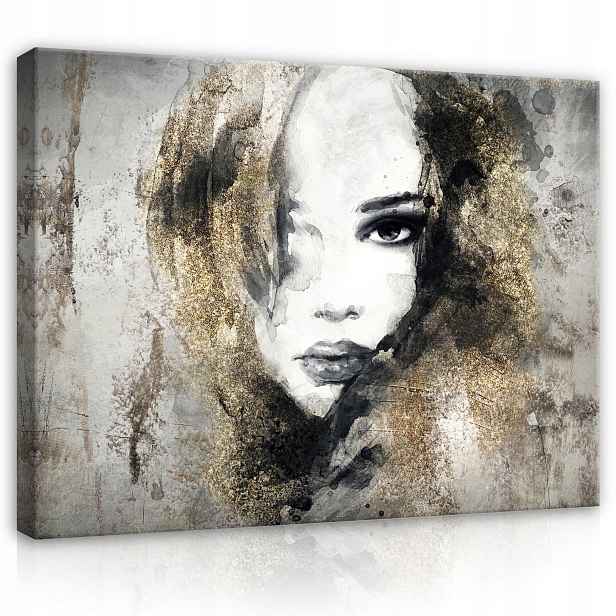 Obraz 100x75 Portrét ženy abstrakce emoce zlato textura moderní