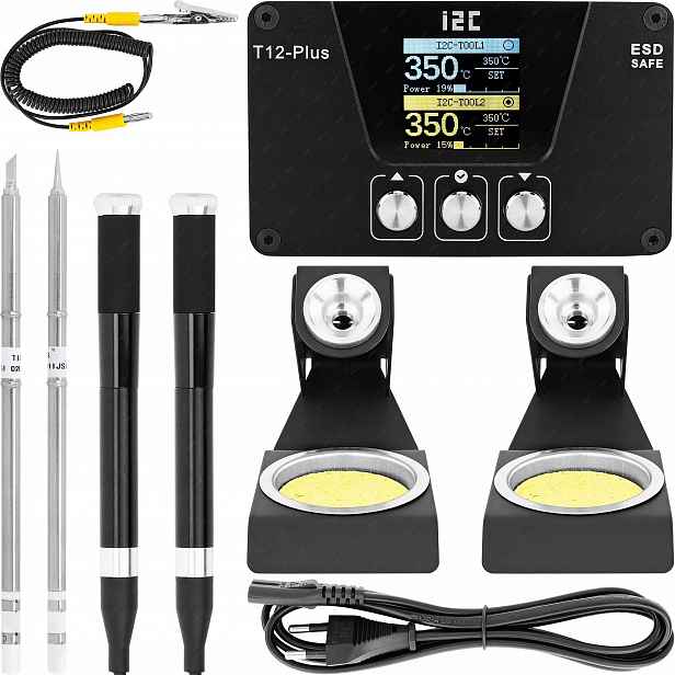 Pájecí Stanice Pájka I2C T12 Plus 240W 2 Pájecí Pera 2 Hroty