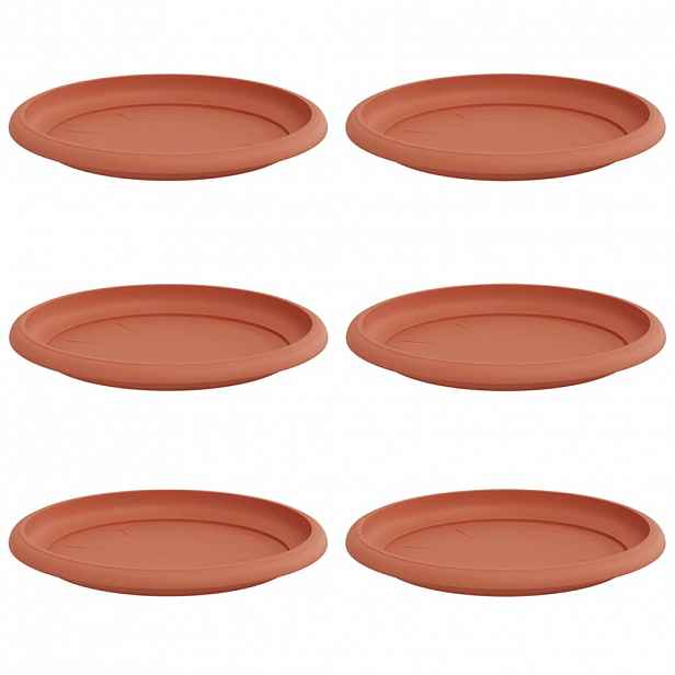 vidaXL Kruhový květinový tácek 6 ks Cihlově červená Ø 19 x 2 cm Plast