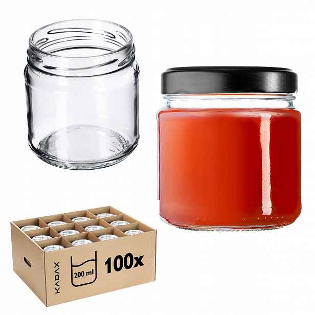 Zavařovací Sklenice 200 ml Sklenice Na Zavařeniny Med Džemy Skleněná 0,2 l 100 Kusů Fi 66