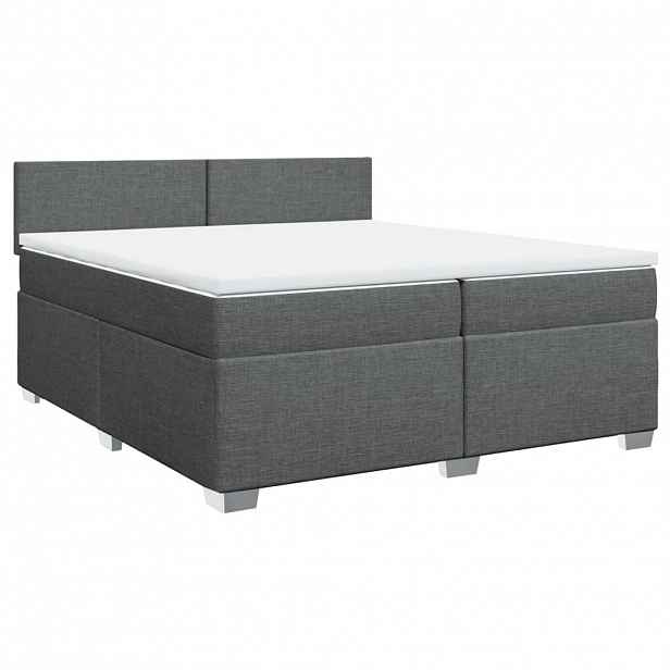 vidaXL Box spring postel s matrací tmavě šedá 200x200 cm textil