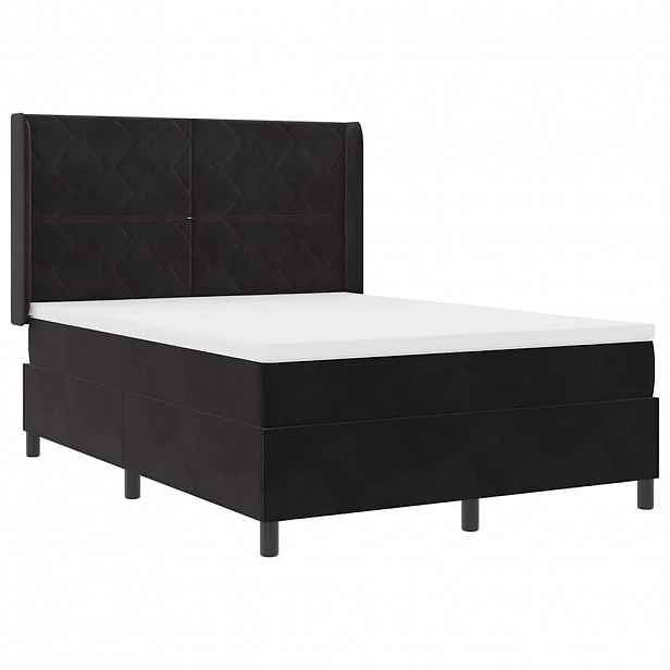 vidaXL Postel s boxspringem s LED pásky Černá 140 x 200 cm samet