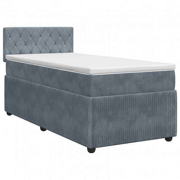 vidaXL Postel boxspring s matrací s čelo Tmavě šedá 90 x 200 cm Samet