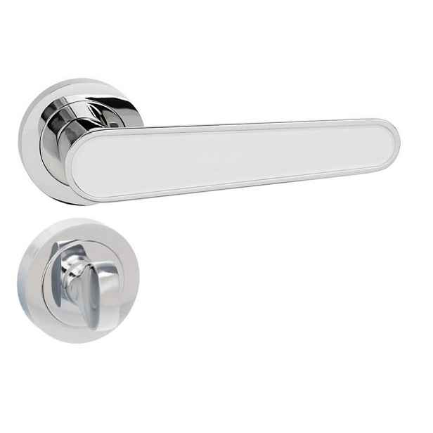 Klika Prima chrom/bílá s dolními rozetami pro Wc