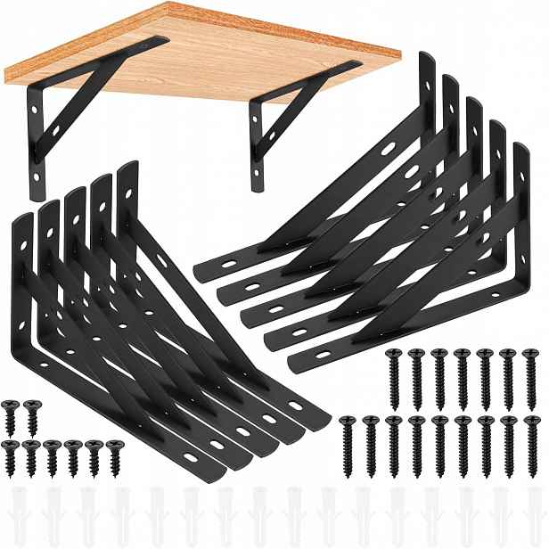 Podpěry Pro Polic 10 Ks Kovové Trojúhelníkové Černé 150X95 MM